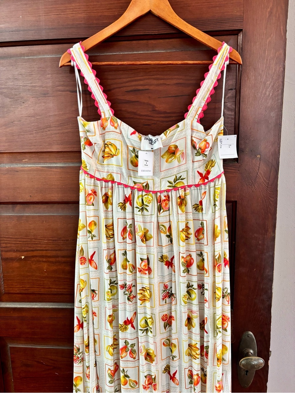 NWT Anthropologie Paper Hearts Dahlar Fruit Pattern Sleeveless Maxi Dress - Picture 7 of 11